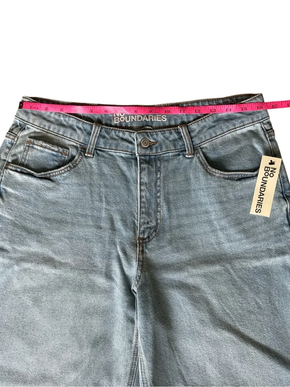 No Boundaries High Rise Denim Jorts Size 10 Light Wash Longline Shorts NWT